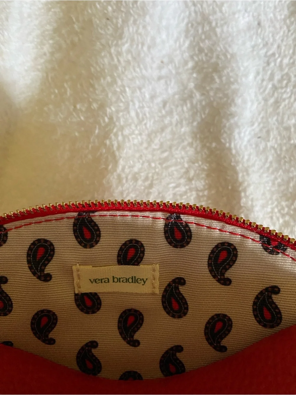 Vera Bradley Red Pebbled Leather Cosmetic Pouch